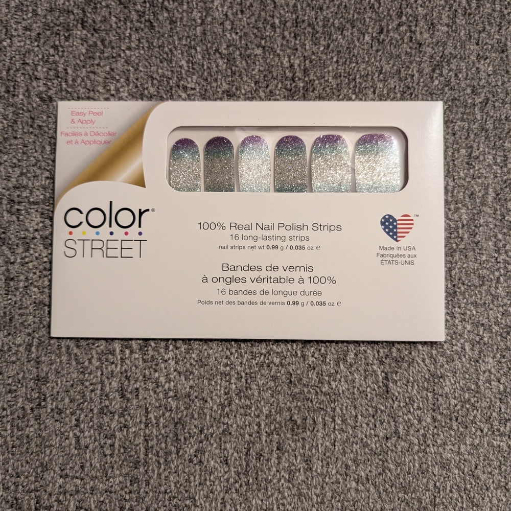 Color Street Silver Glitter Nail Polish Strips- Pacific Waters